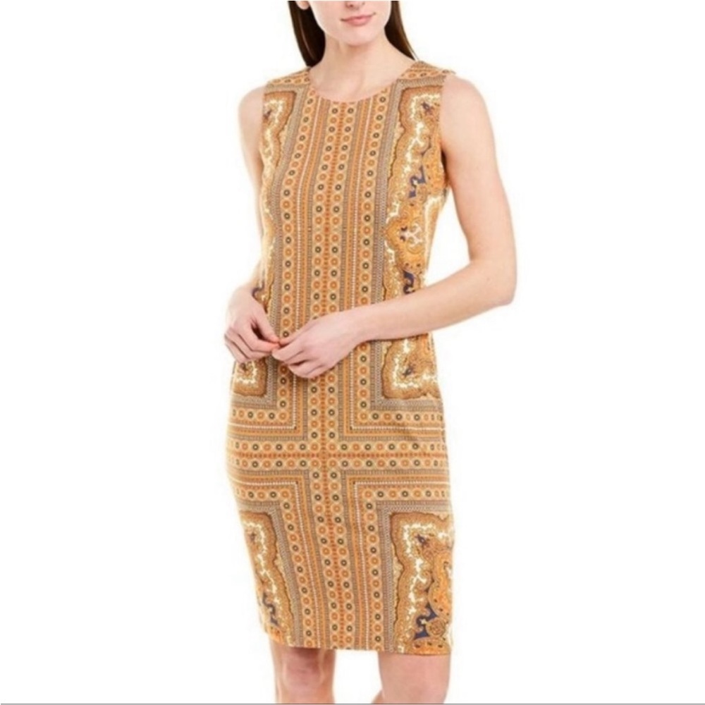 J McLAUGHLIN Sophia Nylon Blend Sleeveless Bursa Paisley Sheath Dress, Size S